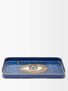 Les Ottomans - Eye Hand-painted Metal Tray - Blue Multi