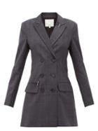 Matchesfashion.com Tibi - Windowpane Check Blazer Dress - Womens - Dark Grey