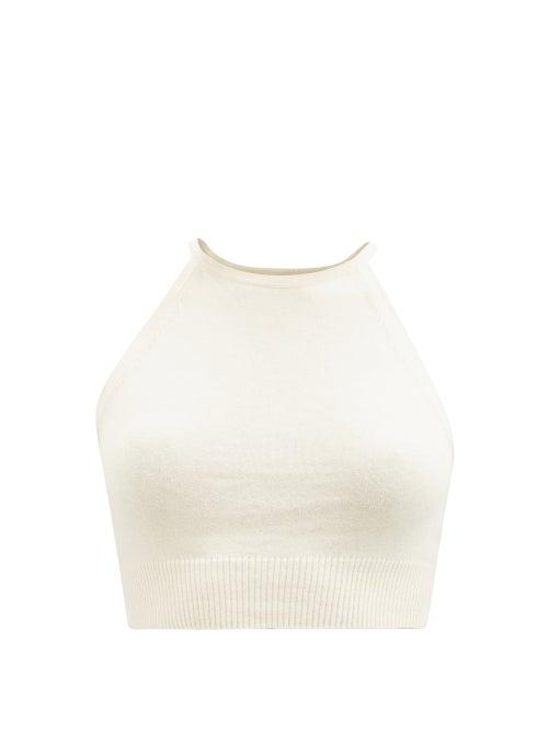 Skin - Melodie Halterneck Cotton-blend Cropped Top - Womens - Cream