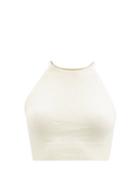 Skin - Melodie Halterneck Cotton-blend Cropped Top - Womens - Cream