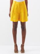 Blaz Milano - Fell High-waisted Linen Shorts - Womens - Yellow