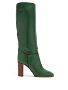 Matchesfashion.com Victoria Beckham - Piped Knee-high Leather Boots - Womens - Green