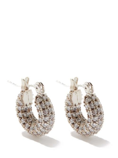 Ladies Jewellery Fallon - Doughnut Zircon & 14kt White Gold-plated Earrings - Womens - Silver
