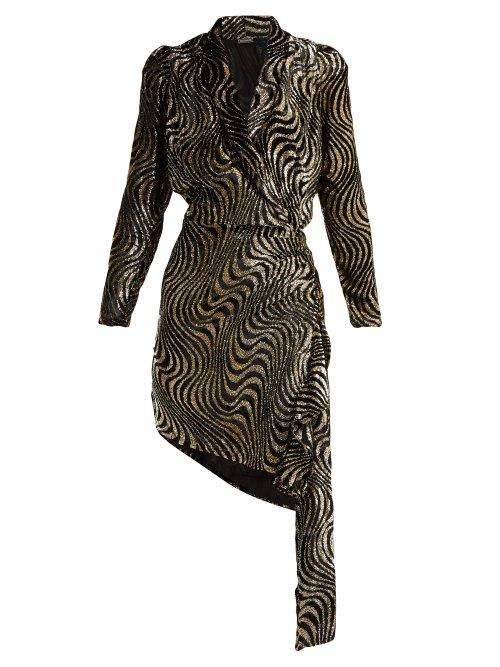 Matchesfashion.com Dodo Bar Or - Ava Asymmetric Lam And Velvet Dress - Womens - Black Gold