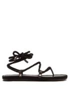 Matchesfashion.com Valentino - Satin Rope Wraparound Sandals - Womens - Black