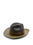 Matchesfashion.com Borsalino - Bi Colour Bow Embellished Panama Hat - Mens - Khaki Multi