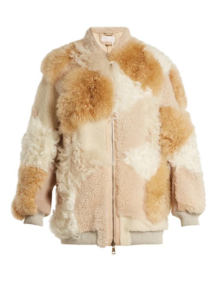 Chloé Contrast-panel Shearling Coat