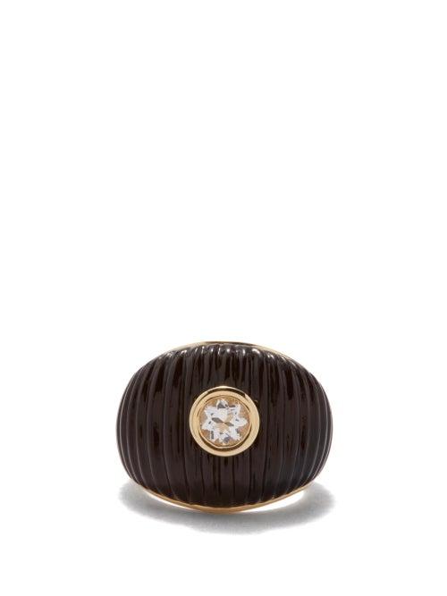 Yvonne Lon - Onyx, Topaz & 9kt Gold Ring - Womens - Yellow Gold