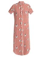 Stella Jean Spassosa Bird-print Striped Silk Dress