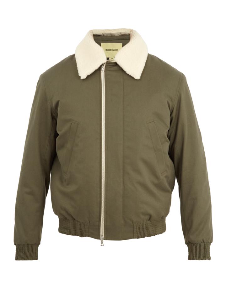 De Bonne Facture Shearling-collar Cotton Bomber Jacket