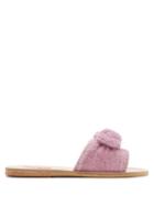 Matchesfashion.com Ancient Greek Sandals - Taygete Bow Embellished And Leather Slides - Womens - Light Purple