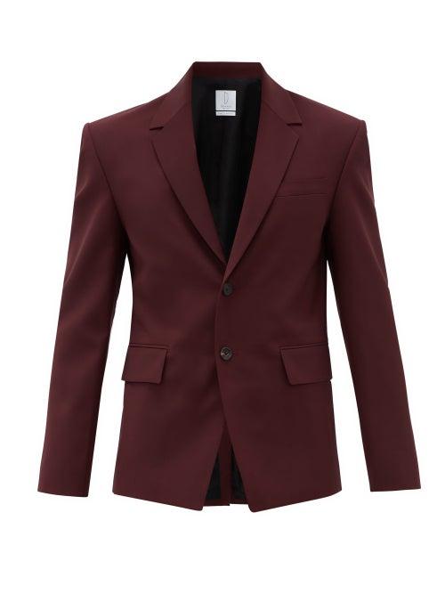 Matchesfashion.com Deveaux - Single-breasted Technical Twill Short Jacket - Mens - Burgundy