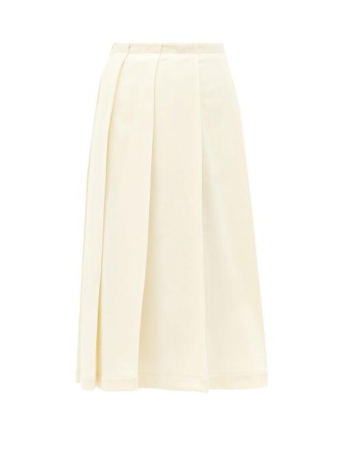 Matchesfashion.com Jil Sander - Pleated Wool-blend Midi Skirt - Womens - Ivory