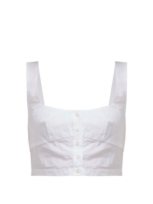 Matchesfashion.com Araks - Tilly Cropped Cotton Poplin Top - Womens - White
