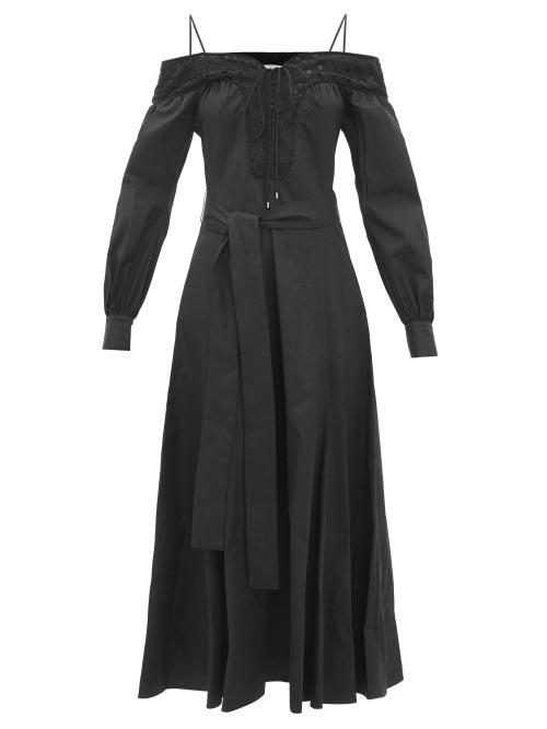 Gabriela Hearst - Elias Lace And Cotton-poplin Dress - Womens - Black