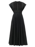Matchesfashion.com Giambattista Valli - Pintucked Cotton-poplin Midi Dress - Womens - Black