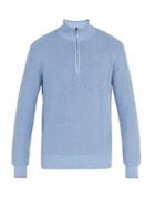 Matchesfashion.com Polo Ralph Lauren - Logo Embroidered Half Zip Pima Cotton Sweater - Mens - Light Blue
