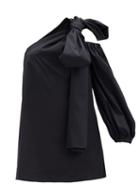 Matchesfashion.com Bernadette - Tom One-shoulder Cotton-blend Minidress - Womens - Black