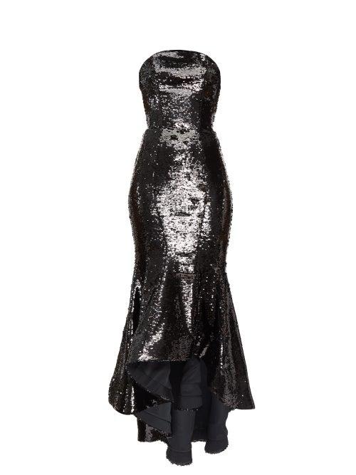 Matchesfashion.com Alexandre Vauthier - Sequinned Strapless Fishtail Gown - Womens - Black
