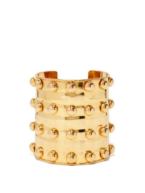 Matchesfashion.com Sylvia Toledano - Stone Massai Iii Studded Metal Cuff - Womens - Gold