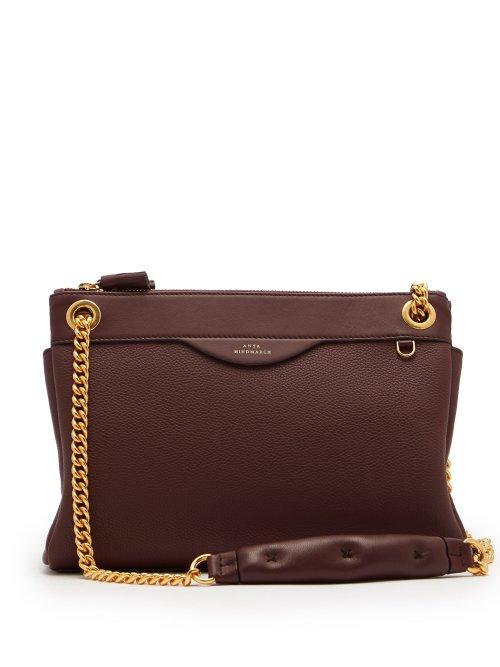 Matchesfashion.com Anya Hindmarch - Double Zip Leather Shoulder Bag - Womens - Burgundy