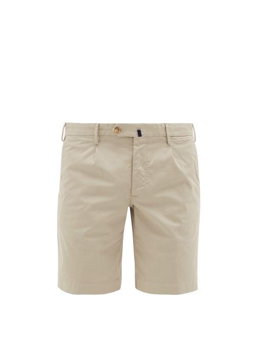 Matchesfashion.com Incotex - Garment-dyed Stretch-cotton Shorts - Mens - Light Grey