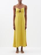 Casa Raki - Lara Organic-linen Voile Midi Dress - Womens - Gold