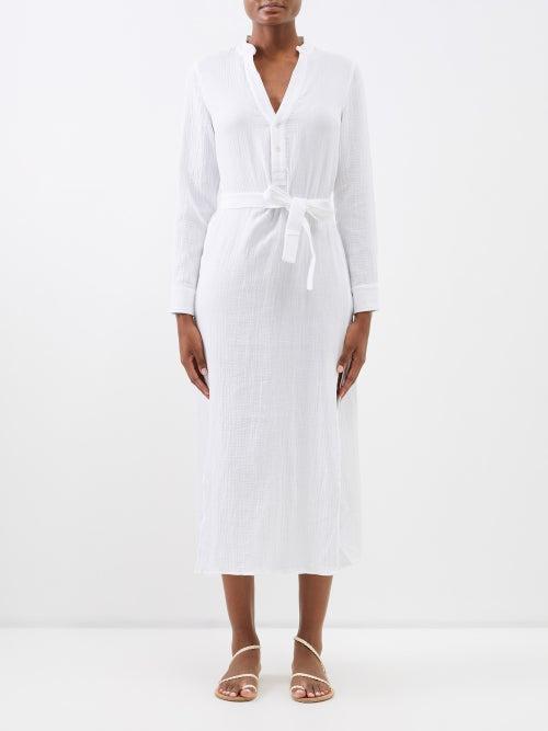 Bird & Knoll - Frieda Cotton Shirt Dress - Womens - White
