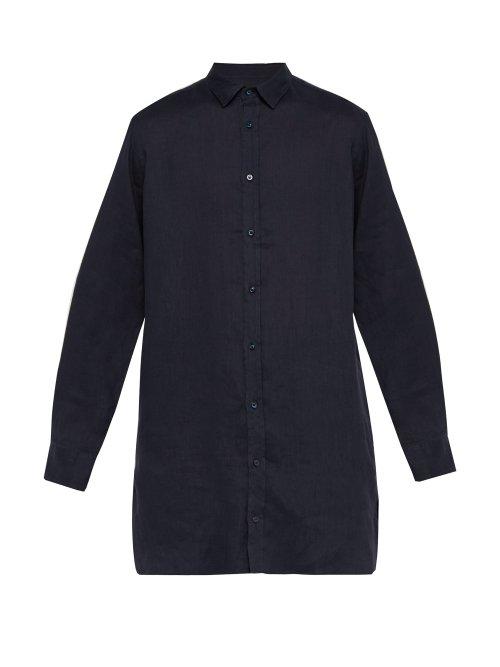 Matchesfashion.com Arj - The Tobias Longline Linen Shirt - Mens - Blue