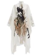 Matchesfashion.com Giles - Parkin Painted Silk-satin Dress - Womens - Ivory Multi