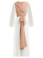 Matchesfashion.com Emilia Wickstead - Kiki King Wave Wrap Crepe Midi Dress - Womens - Beige Multi