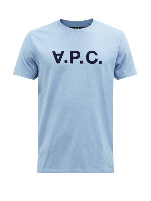 A.p.c. - Vpc Logo-print Cotton-blend Jersey T-shirt - Mens - Blue