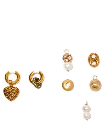 Matchesfashion.com Timeless Pearly - Mismatched 24kt Gold-plated Earrings And Charm Set - Womens - Gold