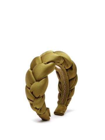 Matchesfashion.com Marta Ferri - Braided Silk Satin Headband - Womens - Green