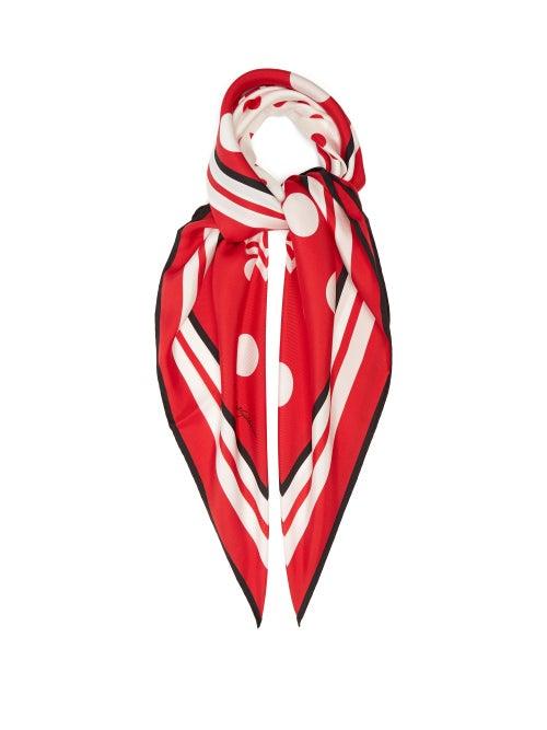 Matchesfashion.com Dolce & Gabbana - Polka Dot-print Silk-faille Scarf - Womens - Red