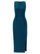 Matchesfashion.com Altuzarra - Ethel Side-slit Wool Dress - Womens - Blue