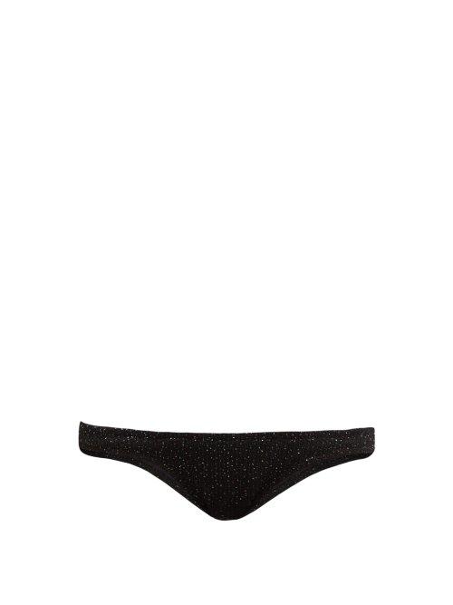 Matchesfashion.com Reina Olga - Selvaggia Glittered Tweed Effect Bikini Briefs - Womens - Black Multi