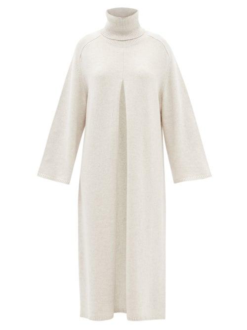 Joseph - Viviane Slit-front Roll-neck Merino-wool Dress - Womens - Cream
