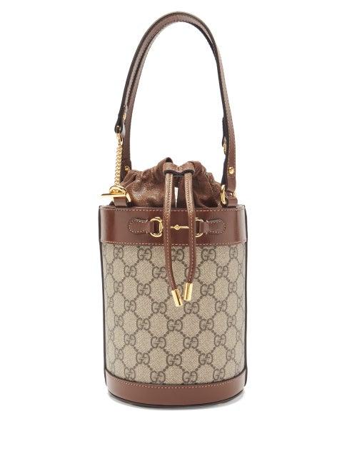 Matchesfashion.com Gucci - 1955 Horsebit Gg Supreme Canvas Bucket Bag - Womens - Tan Multi