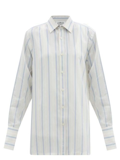 Matchesfashion.com Maison Margiela - Jacquard-striped Twill Shirt - Womens - Blue Stripe