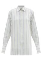 Matchesfashion.com Maison Margiela - Jacquard-striped Twill Shirt - Womens - Blue Stripe