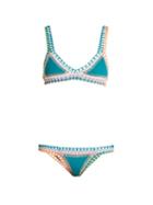 Matchesfashion.com Kiini - Liv Crochet Trimmed Triangle Bikini - Womens - Green Multi