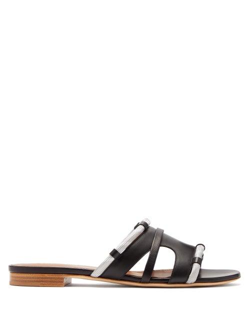 Matchesfashion.com Malone Souliers - Alexis Rope Leather Slides - Womens - Black Grey