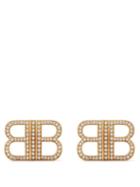 Balenciaga - Crystal Bb Earrings - Womens - Gold