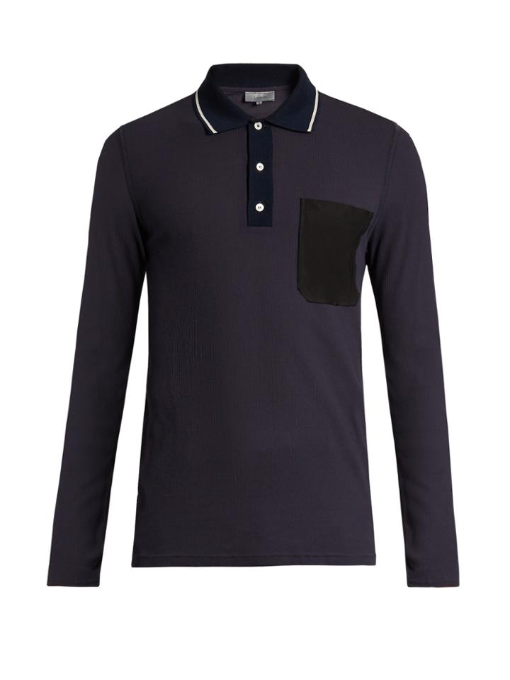 Lanvin Patch-pocket Ribbed-cotton Polo Shirt