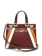 Matchesfashion.com Gucci - Zumi Small Striped Leather Handbag - Womens - Burgundy Multi