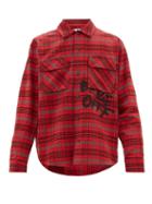 Matchesfashion.com Off-white - Logo Graffiti Checked Flannel Shirt - Mens - Red Multi