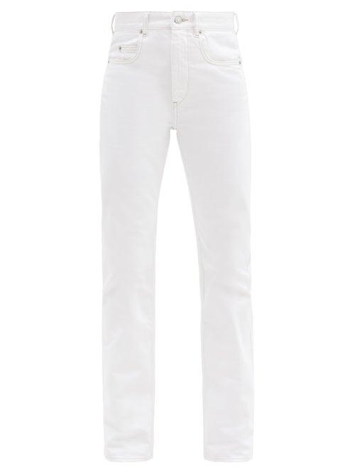 Matchesfashion.com Isabel Marant Toile - Belvira Logo-embroidered Bootcut Jeans - Womens - White