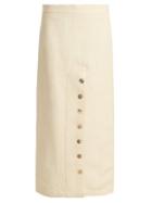 Matchesfashion.com Raey - Linen Button Front Skirt - Womens - Ivory