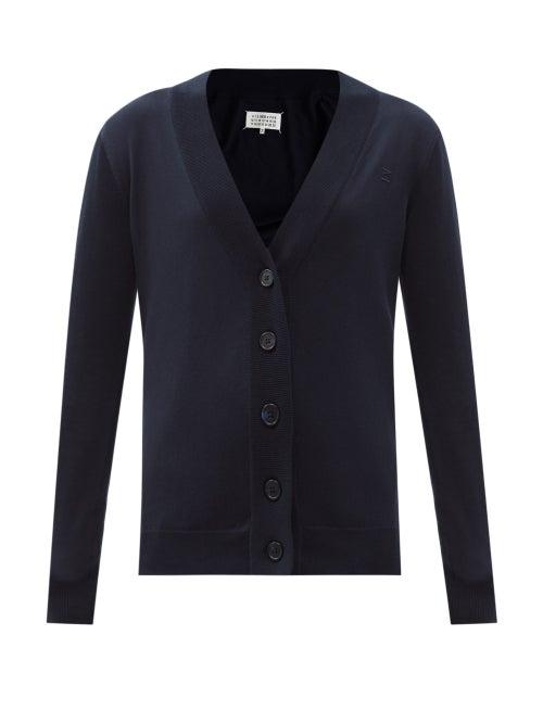 Matchesfashion.com Maison Margiela - V-neck Cotton Cardigan - Womens - Navy